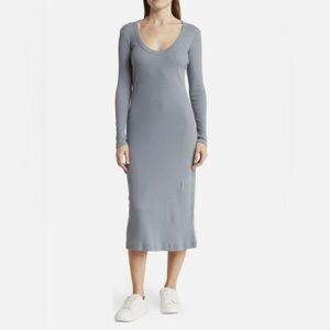 James Perse V-Neck Long Sleeve Dress in Arsenic size 1 Small